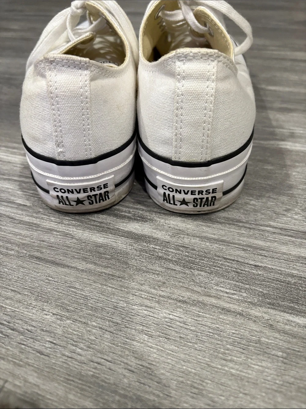 White Canvas Low-Top Platform Sneakers